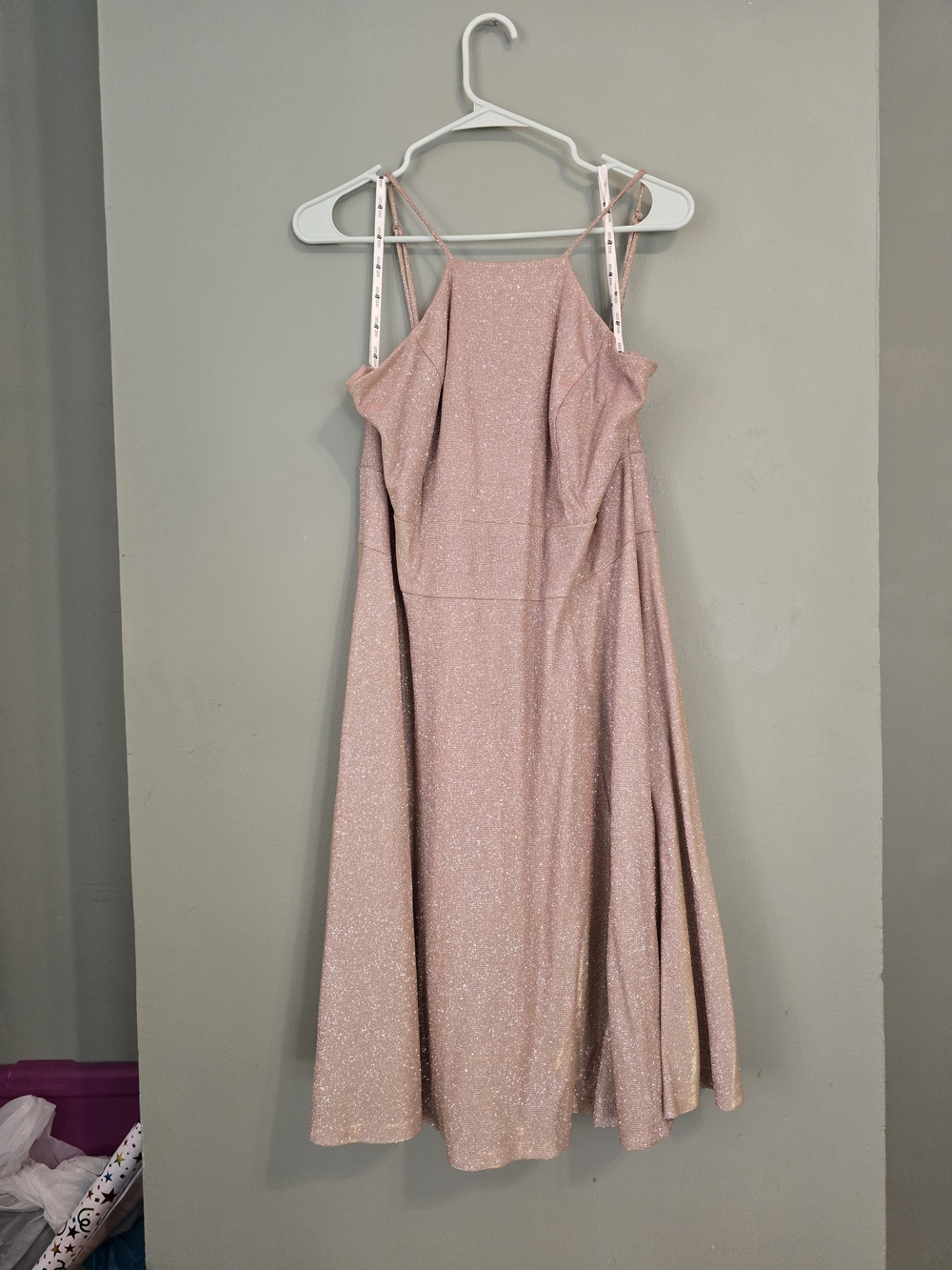 Sparkle Gold A-Line Spaghetti Strap Dress